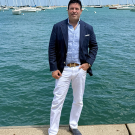 At the harbor with Arnold Buckman